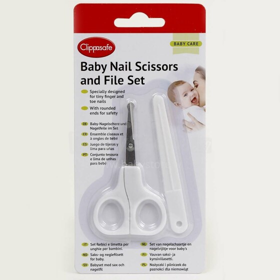 Clippasafe Art. 33/2 Baby manicure set: nail file, scissors.