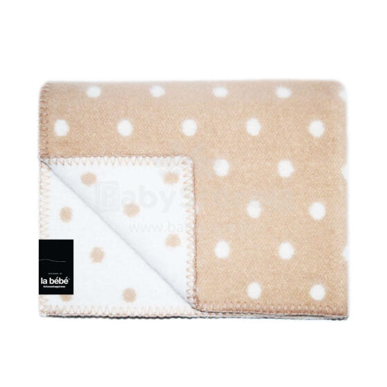 La bebe™ Lambswool 100x140 Art.76993 Beige dots Детское шерстяное одеяло/плед из шерсти (New Zealand wool),100х140 см
