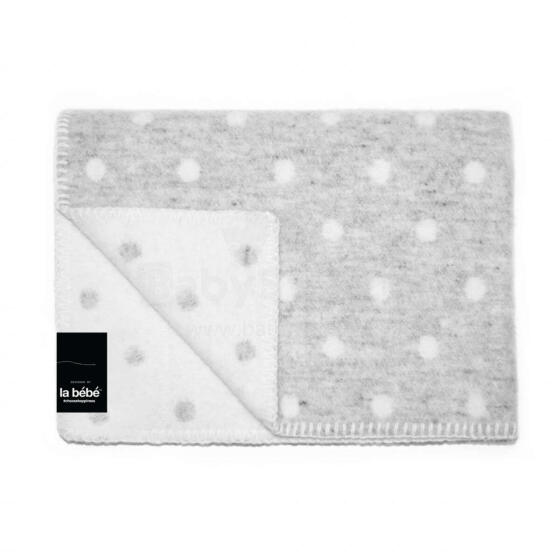 La bebe™ Lambswool 100x140 Art.77005 Grey dots Детское шерстяное одеяло/плед из мягкой шерсти (New Zealand wool),100х140 см