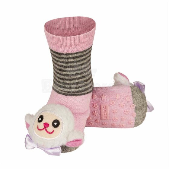 SOXO Baby Art.72817 - 6 AntiSlip ABS Носочки фроте для младенцев с 3D игрушкой-погремушкой 0-24м.