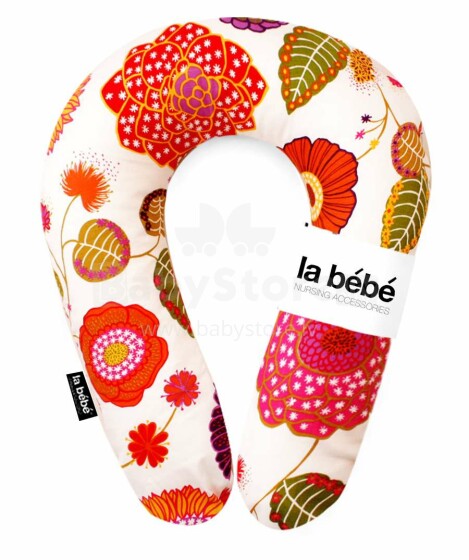 La Bebe™ Snug Cotton Nursing Maternity Pillow Art.77435 Red Flowers Подковка для сна, кормления малыша  20*70cm