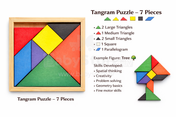 Happy Toys Puzzle Art.8709 Wooden Tangram Puzzle