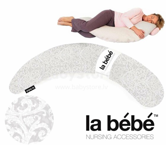 La Bebe™ Moon Maternity Pillow Art.7770 Classic Grey Spilvens-pakavs grūtniecēm ar polistirola pildījumu [2 pārvalki] 195cm