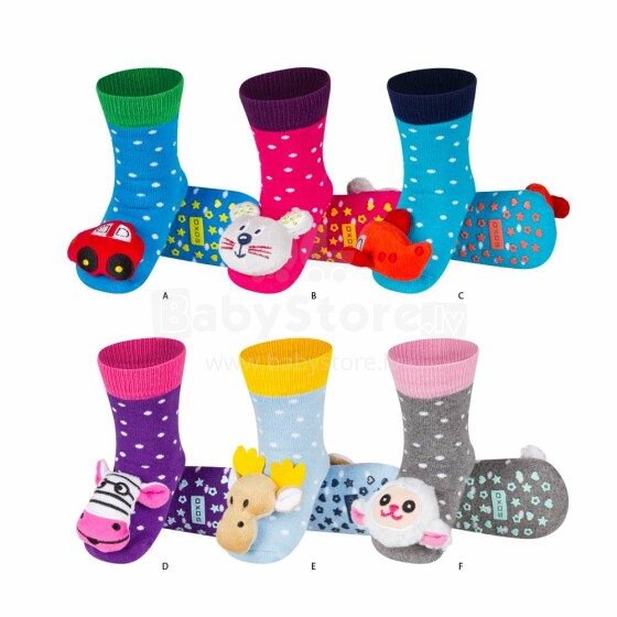 Soxo Art.86401 Детские носочки 3D с погремушкой 0-12м.