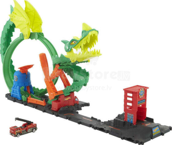 Mattel Hot Wheels Dragon Art.HDP03 Набор Дракон атакует пожарную станцию