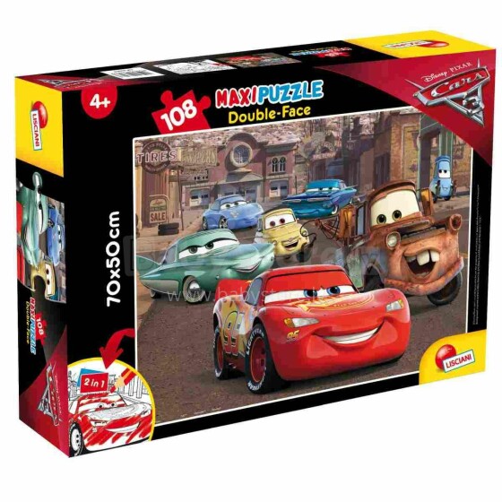 Lisciani Giochi Supermaxi Cars Art.63963 Divpusēja puzle-krāsojamā grāmata