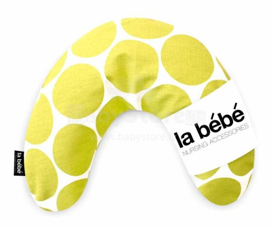 La Bebe™ Mimi Nursing Cotton Pillow Art.78760 Whire&Green dots Подковка для сна, путешествий, кормления малыша 19x46cm