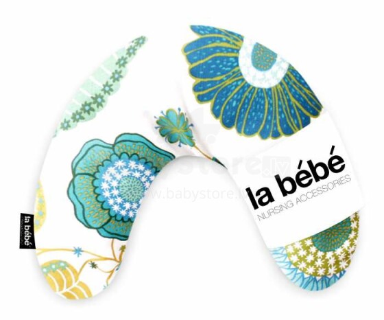 La Bebe™ Mimi Nursing Cotton Pillow Art.78765 Flowery Blue Подкова для сна / кормления малыша 19x46cm
