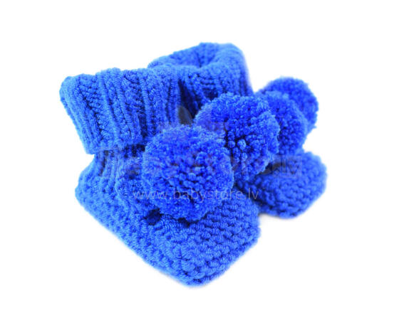 La bebe™ Hand Made Booties Art.78930 Navy Latvia Adīti mīksti bērnu zabaciņi