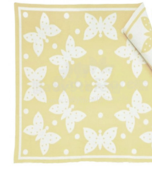 Dabīgais kokvilnas Eko pleds /pārklājs Art.0769  Yellow Cotton Chenille 140x90cm