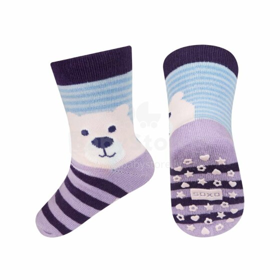 SOXO Baby Art.76990 - 3 stilingos kūdikių kojinės su ABS 0-12 mėn.