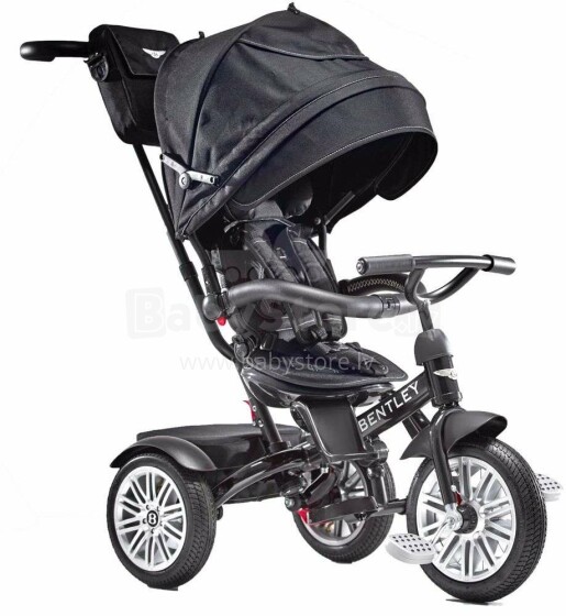 Nakko Bentley Art.79939 Black  Детский трехколесный интерактивный велосипед c надувными колёсами, ручкой управления и крышей