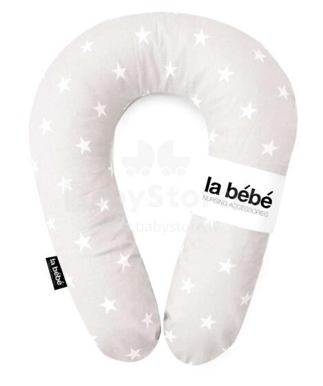 La Bebe™ Snug Cotton Nursing Maternity Pillow Art.77433 Grey&White stars Pillow with buckwheat filling 20*70cm