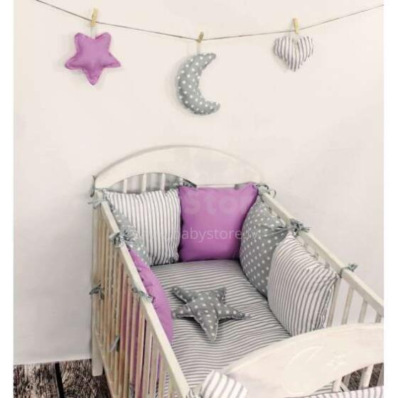 La bebe™ 8 Set Art.81202 Grey/Pink Gultas veļas komplekts no 8 daļām