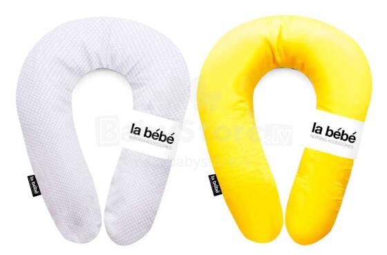 La Bebe™ Snug Cotton Pearl Grey Satin&Yellow Art.81690 Подковка для сна/кормления малыша Mit.20x70см