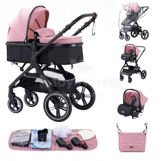 Kids Buggy 3 in 1 Art.X1 Pink   Детская коляска 3 в 1
