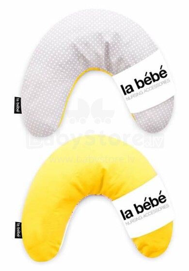 La Bebe™ Mimi Nursing Cotton Pillow Art.81916, kollane ja hall/valge reisipadi suuruses 19 x 46cm
