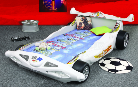 Plastiko Formula 1 Art.81918  Детская стильная кровать-машина с матрасом 200x90cm