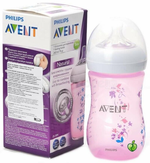 Philips AVENT SCF620/17  Бутылочка для кормления Natural Flower (260мл.) не содержит Bisphenol A   , 1M+