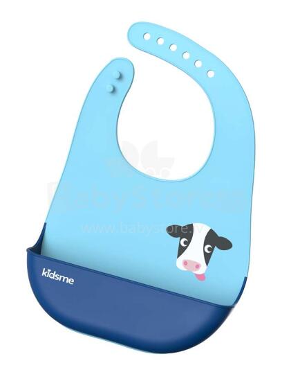 Kidsme Easy Clean Art.120173  Силиконовый, мягкий нагрудник с кармашкам и картинками, 6+m.1 шт.