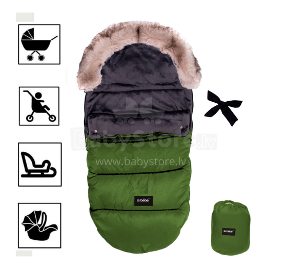 La bebe™ Sleeping bag Winter Footmuff Art.83955 Green Universāls silts guļammaiss ragavām/ratiem