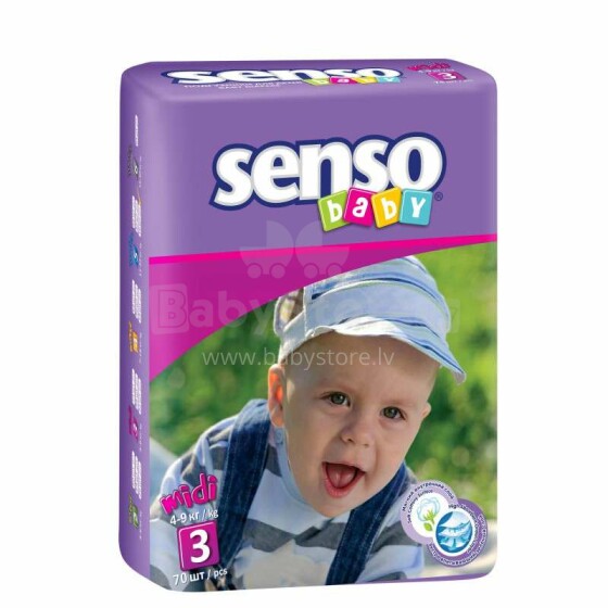 Senso Baby Midi B3 Art.83958 Подгузники для детей 3 размер,4-9кг,70шт.