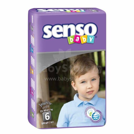Senso Baby Junior Extra B6 Art.83965 sauskelnės 6 dydis, 15-30 kg, 64 vnt.