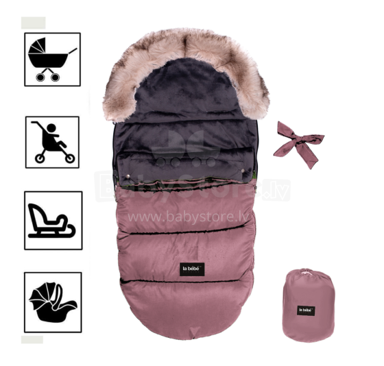 La bebe™ Sleeping bag Winter Footmuff Art.83966 Rose Universāls silts guļammaiss ragavām/ratiem