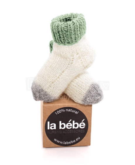 La Bebe™ Lambswool Natural Eco Socks Art.83993 Green Натуральные шерстяные носочки для новорожденного