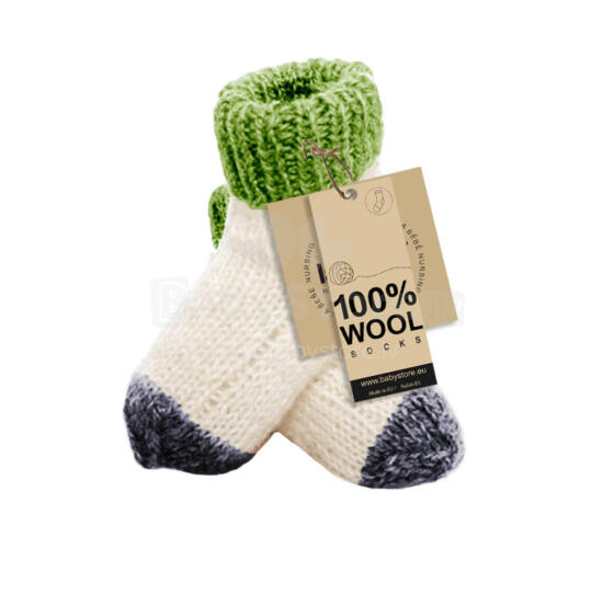 La Bebe™ Lambswool Natural Eco Socks Art.83993 Green Dabīgas vilnas adītas bērnu zeķītes