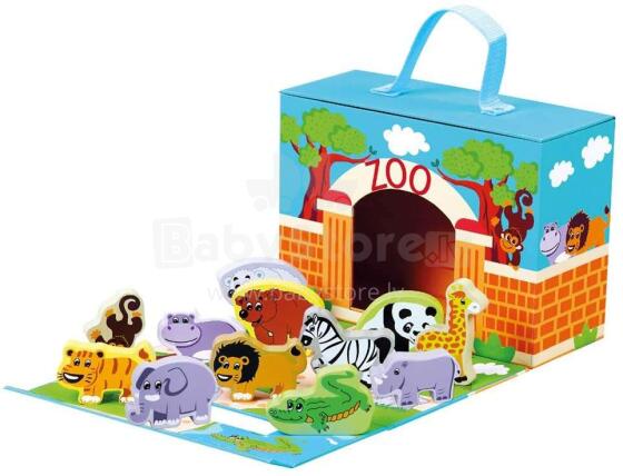 Bino Zoo Art.BN70613 Dzīvnieku zoodārzs ar koferi