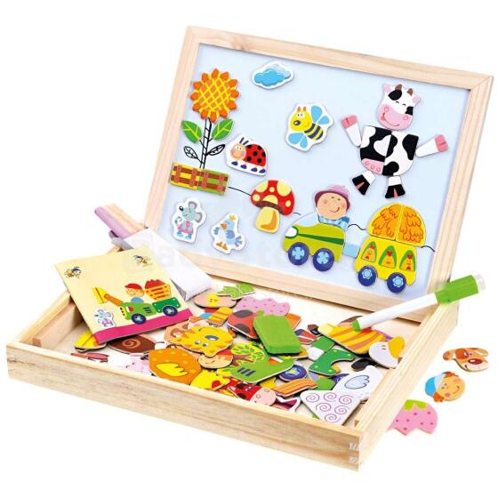 Bino Magnet Board Art.BN88117  Двусторонняя магнитная доска с магнитами для детей