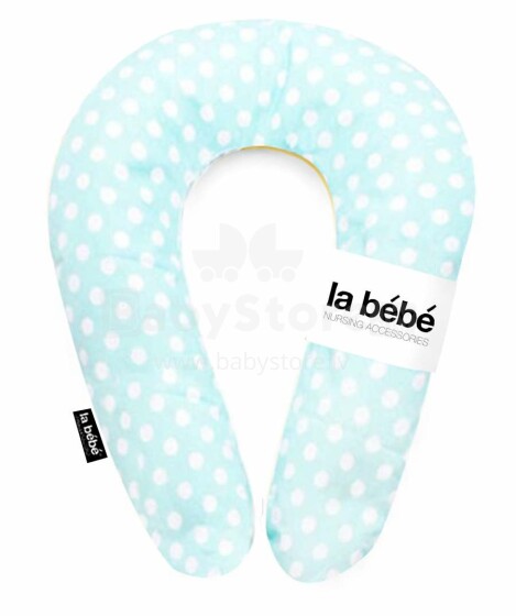 La Bebe™ Snug Art.85708 Nursing Maternity Pillow Mint Dots Подковка для сна, кормления малыша 20*70cm