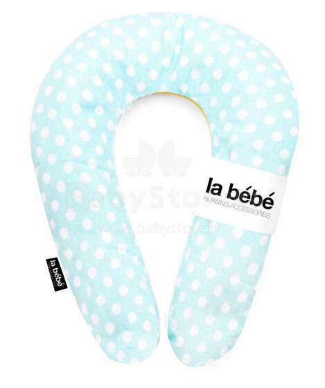 La Bebe™ Snug Art.85708 Nursing Maternity Pillow Mint Dots Подковка для сна, кормления малыша 20*70cm