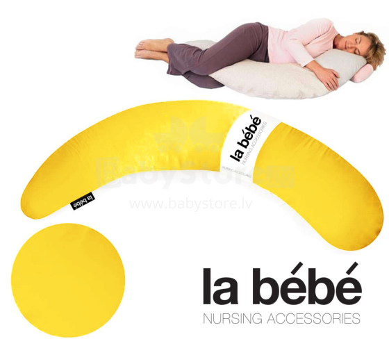La Bebe™ Moon Maternity Pillow  Art.86007 Yellow Подушка-подковка для беременных с наполнителем из полистерола [2 хлопковых чехла] 195см