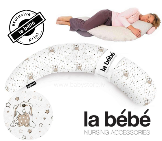 La Bebe™ Moon Maternity Pillow Art.86009 Bunnies Подушка-подковка для беременных с наполнителем из полистерола [2 хлопковых чехла] 195см