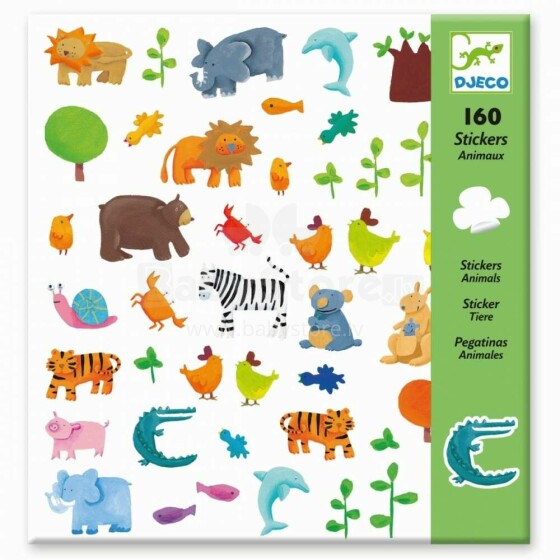 Djeco Stickers Art.DJ08841  Attīstošā spēle - Dzīvnieki - 160 uzlīmes