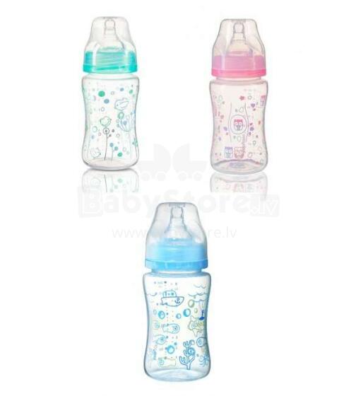 BabyOno Art.403 anti-koliku barošanas pudele ar plašu kakliņu 240ml