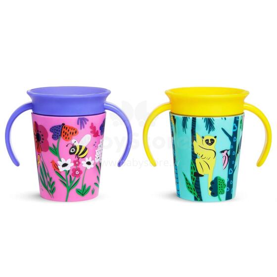 Munchkin Miracle Deco Cup 360°  Art.86918 Monkey/Bee Mācību krūzīte 177ml,2 ga