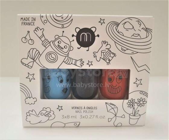 Nailmatic Kids Cosmos Art.NKCOSMOS3 Netoksiska bērnu nagu laka uz ūdens bāzes,3x 8ml
