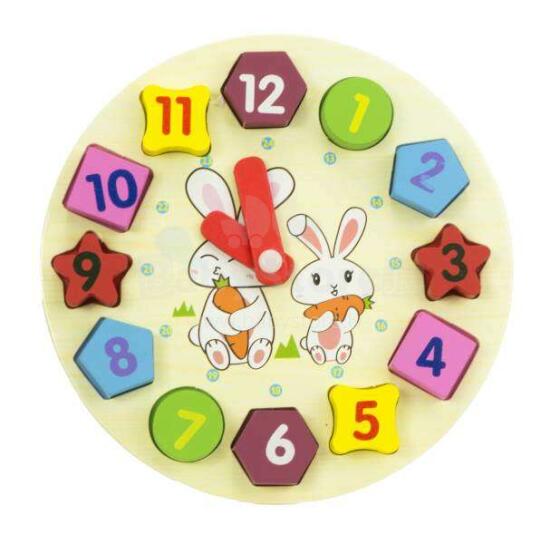Ikonka Wooden Clock Art.KX7573 Деревянные развивающие Часы-сортёр