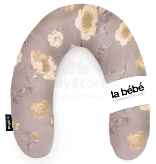 La Bebe™ Rich Maternity Pillow Art.8957 Roses Pastel Gray Подкова для сна, кормления малыша 30x104 cm