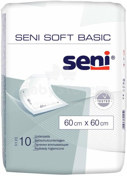 Seni Soft Basic Art.340311 Пеленки одноразовые впитывающие 10 шт. 60x60 см