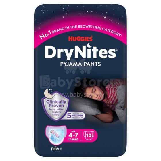 Huggies Dry Nites Girl Art.41527581 Autiņbiksītes  (4-7 gadi/17-30 kg) 10 gab