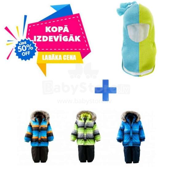 Lenne '18 Friend Art.17318 Silts mazuļu ziemas termo kostīms Jaka un bikses (74-104cm) + Lenne '18 Mac Art.17582 Mazuļu adīta vilnas cepure apkakle