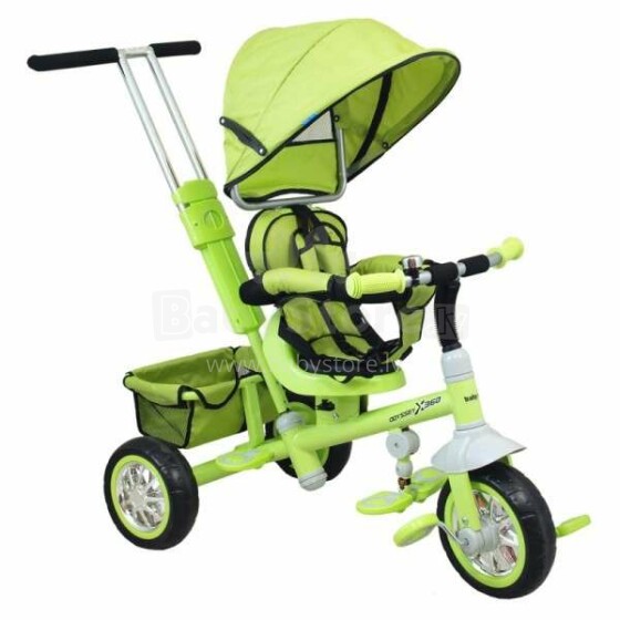 Baby Mix Alexis Green Art.B32 Детский трехколесный велосипед с ручкой управления и крышой