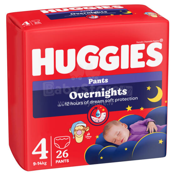 Huggies Overnight Pants Art.92345  Tрусики-подгузник 4 размер  9-14кг,26 шт