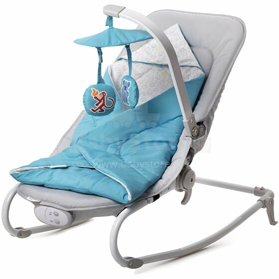 KinderKraft'18 Felio Art.KKKFELIBLU0000 Mėlyna Stilinga kūdikio supamoji kėdė su muzika ir vibracija