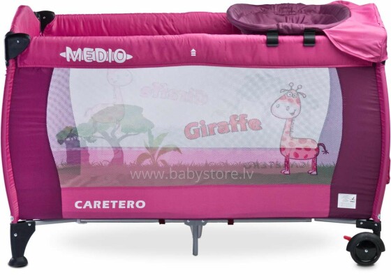 Caretero Medio Col.Purple Bērnu manēža ceļojumu gulta, 2 līmeņi