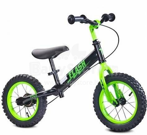 Caretero Toyz Bike Flash Col.Black/Green Bērnu skrējritenis ar metālisko rāmi 12''